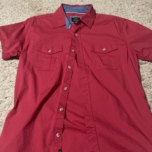 Lee red button down